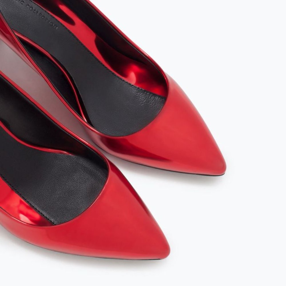 ZARA RED METALLIC COURT MID HEELS SHOES BRAND NEW WITH TAGS AND BOX US 6.5 EUR37 - Picture 4 of 7